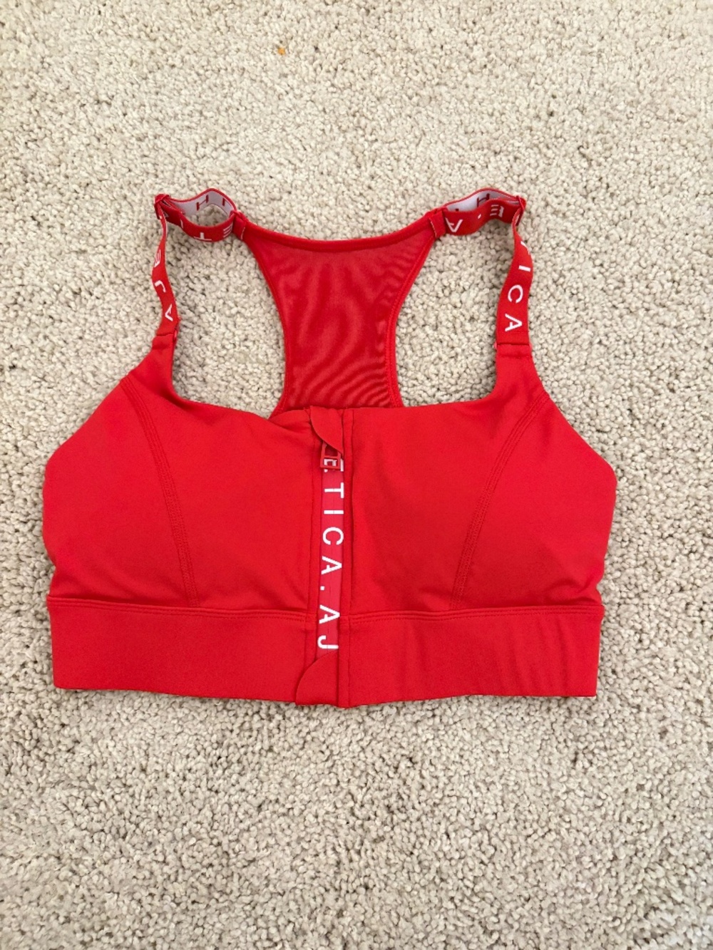 AJE Athletica Mesh Racer Back Bra Passionate Red Size 8 NWOT